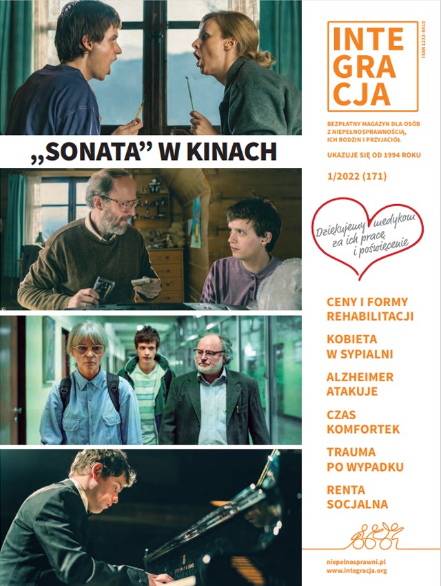 Okładka magazynu Integracja 1/2022. w czterech poziomych oknach sceny z filmu "Sonata". Kliknięcie przekierowuje do całego magazynu w PDF-ie dostępnym.
